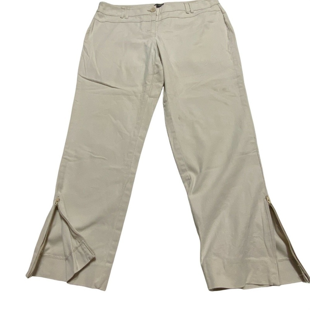 New York & Company Ankle Crop Zipper Hems Women's size 10 Beige Pants